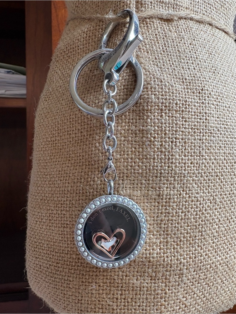 Origami Owl Figure Skate Keychain Locket